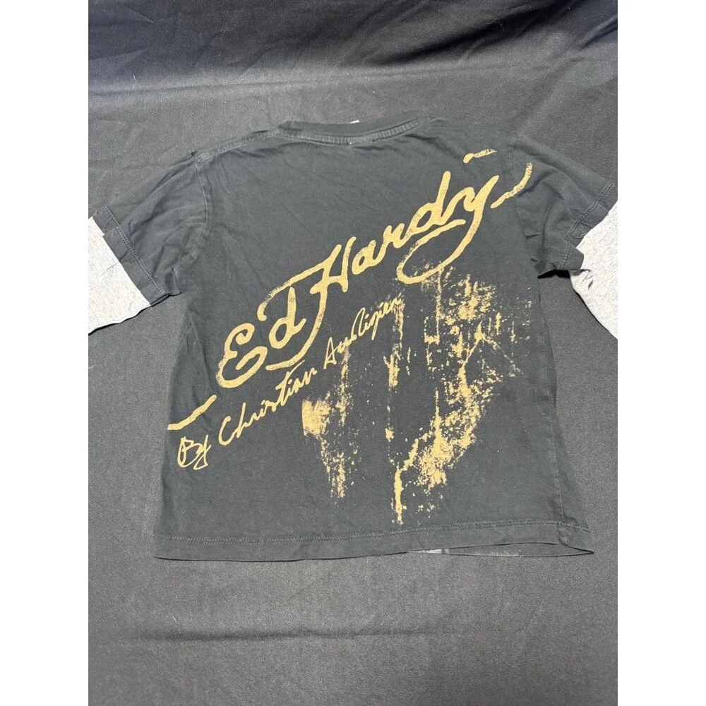 Y2K Ed Hardy Christian Audigier Tiger Graphic Long Sleeve Hollywood Youth Small